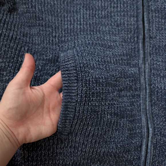 ​L.L. Bean Men’s XL Full Zip Waffle Knit Sweater 100% Cotton Blue ID 298244 - Picture 4 of 6